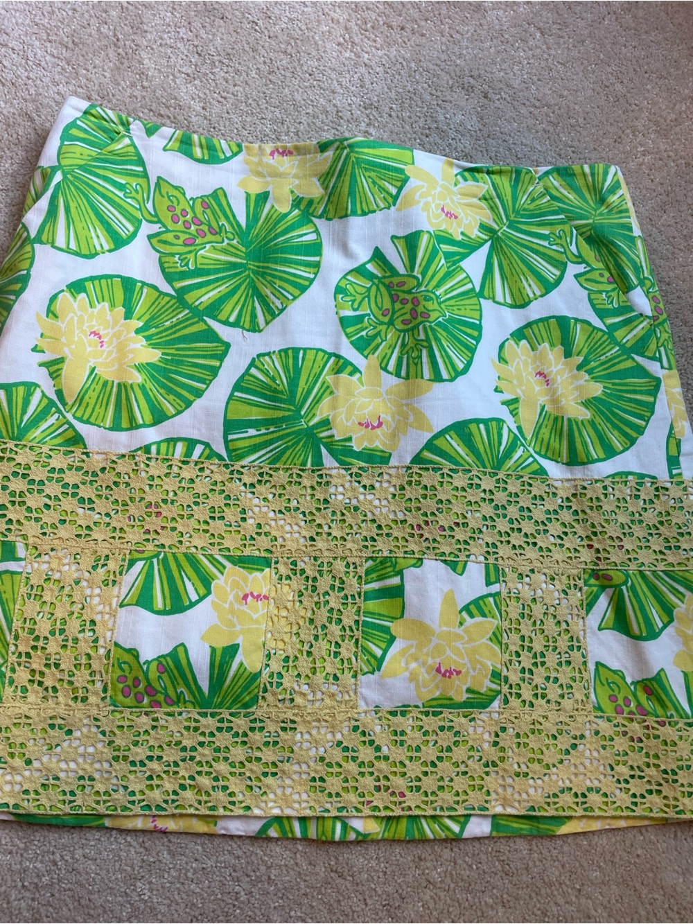 Lilly Pulitzer Green Yellow White Mini Skirt
